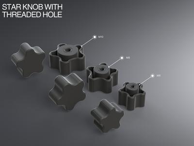 Metric Star Knobs with Threaded Hole