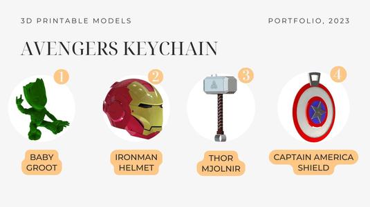 AVENGERS 3D PRINTABLE KEYCHAIN PORTFOLIO