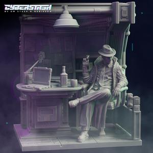 Cyberpunk Neo-Noire Detective - Vincent  Midnight  Falcone (Diorama Pose)