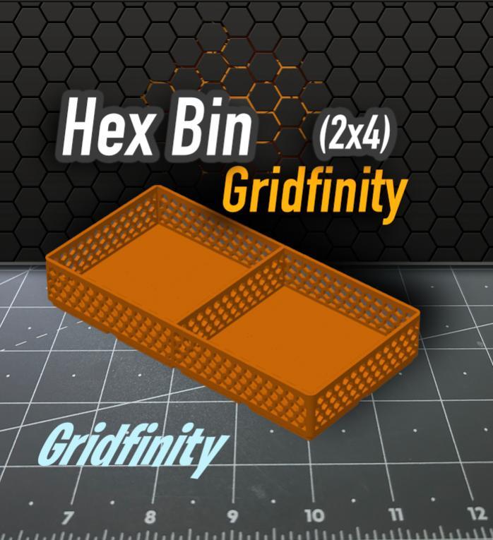 Hex Bin w/Divider Gridfinity 2x4