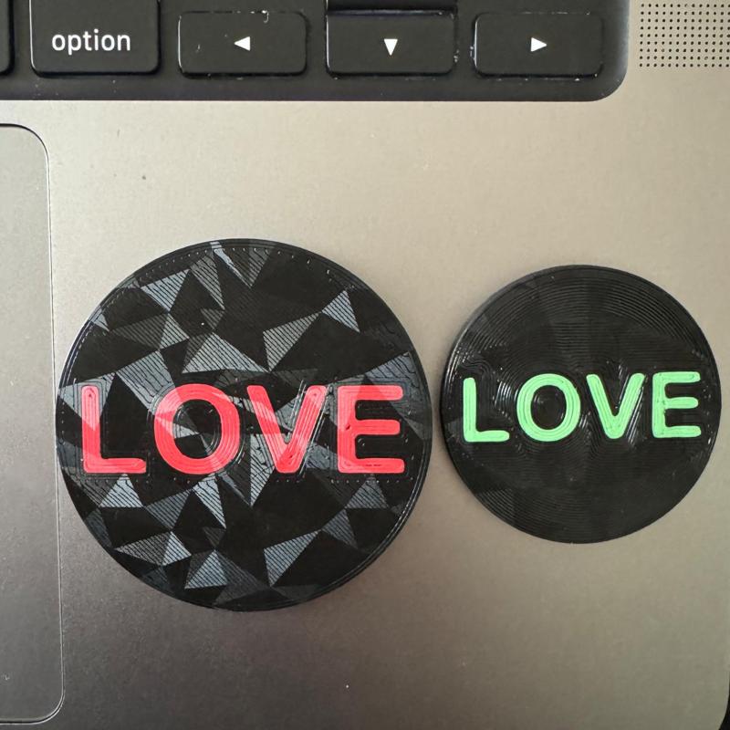 Love Coin V2 (Ironed top @ 75% scale VS v1)