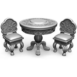 1:12  Ancient Flora Dining Table and Chair Dollhouse Miniature - 3D STL Print file Instant Download