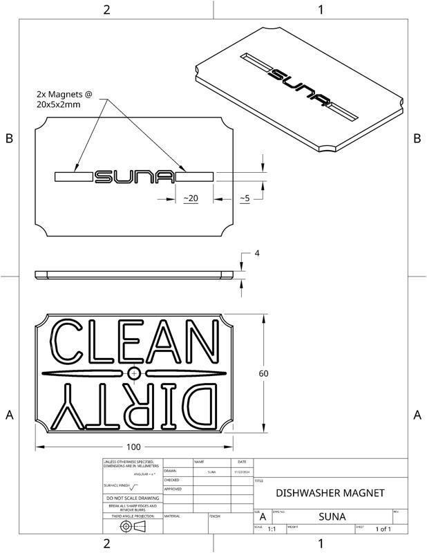 Magnetic Dishwasher Sign - CLEAN | DIRTY