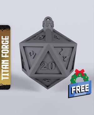 D20 Bauble  - With Free Dragon  - 5e DnD Inspired for RPG and Wargamers