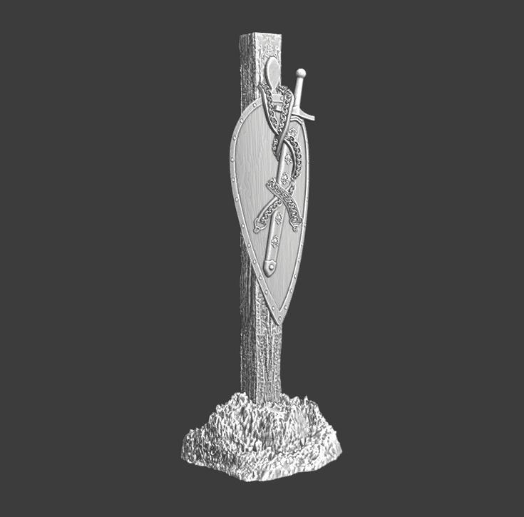 Sword and shield - hanging on pole