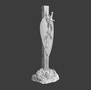 Sword and shield - hanging on pole