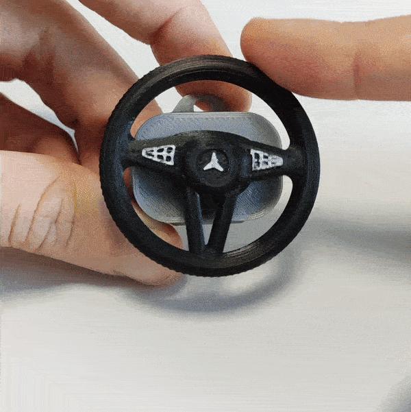 STEERING WHEEL KEYCHAIN SPRING LOADED FULLY 3D PRINTED