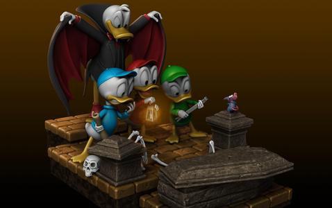 Diorama Donald Dracula Huey Dewey and Louie