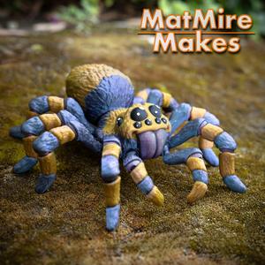Tarantula Articulated Figure, snap-fit assembly, Cute posable Flexi Spider
