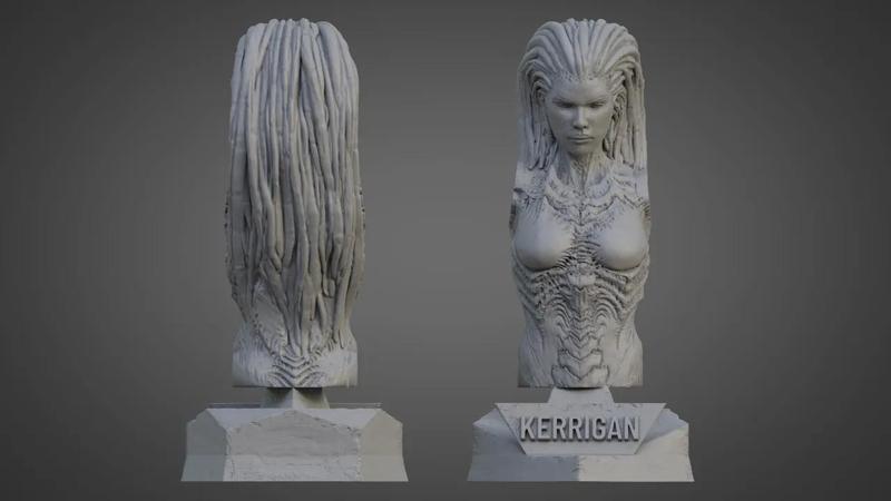 KERRIGAN ULTRA-DETAILED SUPPORT-FREE BUST 3D MODEL   