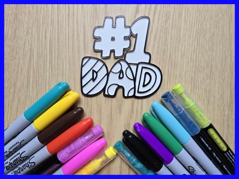 Father's Day Gift Dad Number 1 DIY Coloring Fun