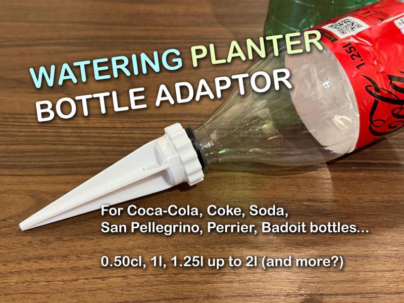 Watering planter bottle adaptor, for Coke bottles