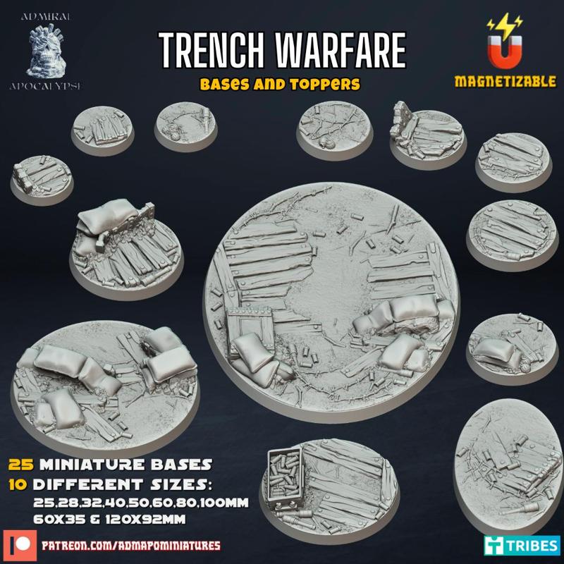 Trench Warfare Bases and Toppers(Pre-supported)