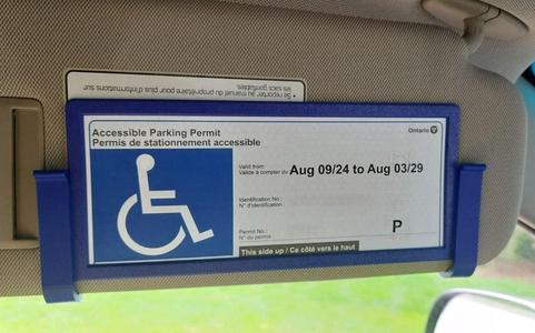 Sun visor document holder / frame (accessible parking permit holder)