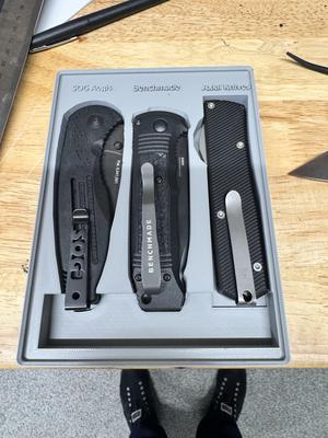 gridfinity 3x4 custom pocket knife storage axial bench made SOG