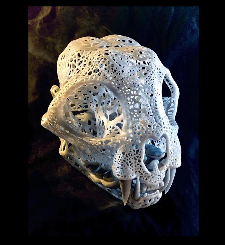 Filigree Anatomical Bobcat Skull - Pre-supported STL