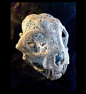Filigree Anatomical Bobcat Skull - Pre-supported STL