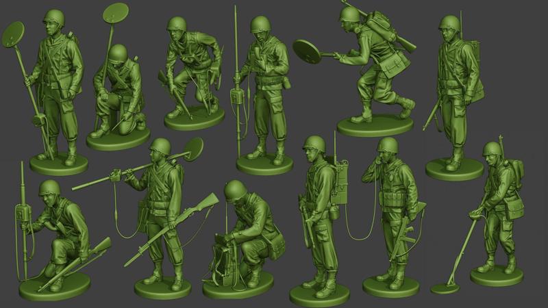 American engineer soldiers ww2 A9 Pack 3D Model Collection