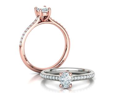 6x4 Oval Stone Half carat Gem Engagement Ring Hidden Halo STL
