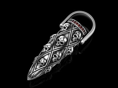 Bullet with skulls pendant