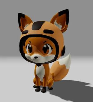 Cute biker fox with helmet figurine - Mignon renard motard avec casque   