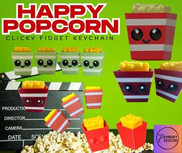 Happy Popcorn Fidget Clicker Keychain *No AMS Needed*
