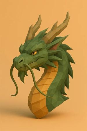 Dragon Low Poly Busto   
