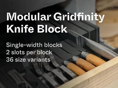Kitchen Gridfinity: Modular Knife Block (2 slots)