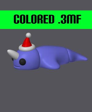 Christmas Narwhal - Mini Monster #6 Colored .3MF