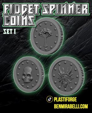 Print in Place Fidget Spinner Coins (set 1, Dragon/Tree/Skull)