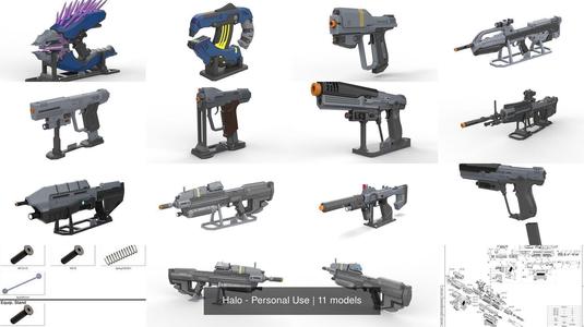 Halo  - Weapons Set - 11 Printable models - STL - Personal Use 3D Model Collection