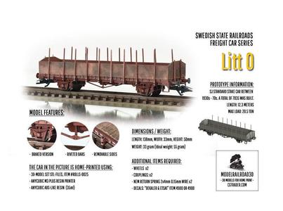 ROLLS-0025 Swedish SJ Litt O Stake Car H0-scale