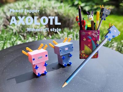 Axolotl pencil topper - Minecraft style