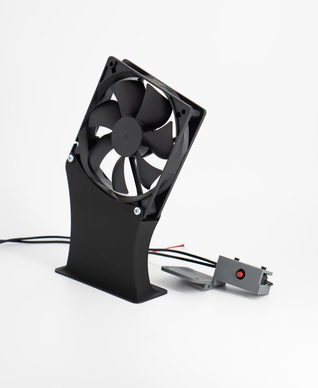 External Fan A1 Mini Print Automation | Button Holder and Fan Holder STEP & 3MF