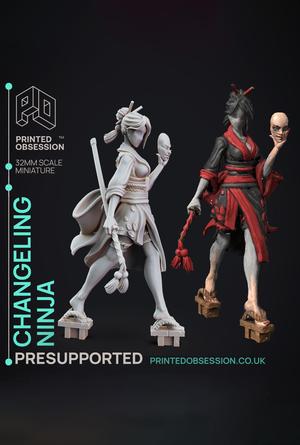 Changelin Ninja - Ninjas Vs Mimics -  PRESUPPORTED - Illustrated and Stats - 32mm scale