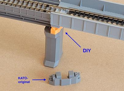 Adapter for KATO's bridges on viaduct piers, n-scale