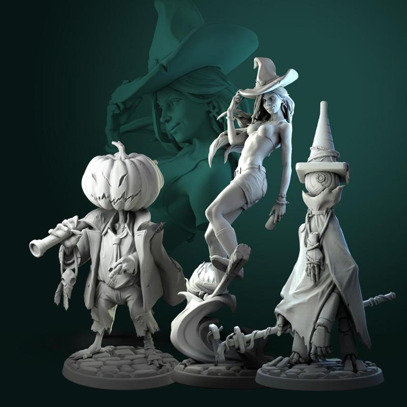 'Halloween' October 2020 release 3 STL's miniatures pre-supported