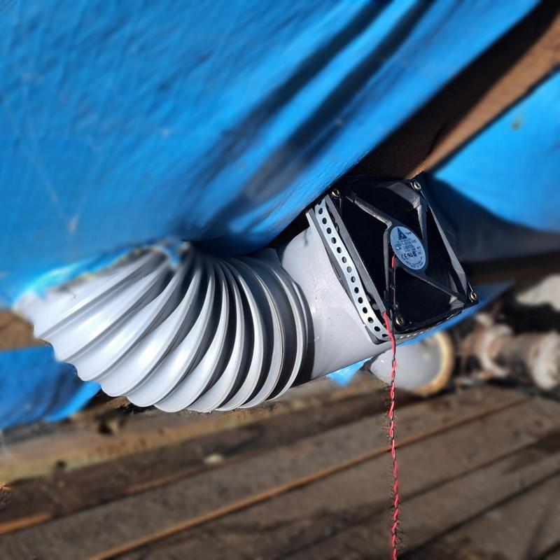 120mm Fan to 100mm Flexpipe 90° turn