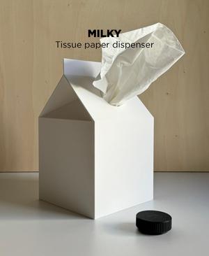 Milky, tissue paper dispenser.