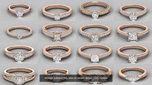 235 Women solitaire ring 3dm stl 9 render detail  3D Model Collection