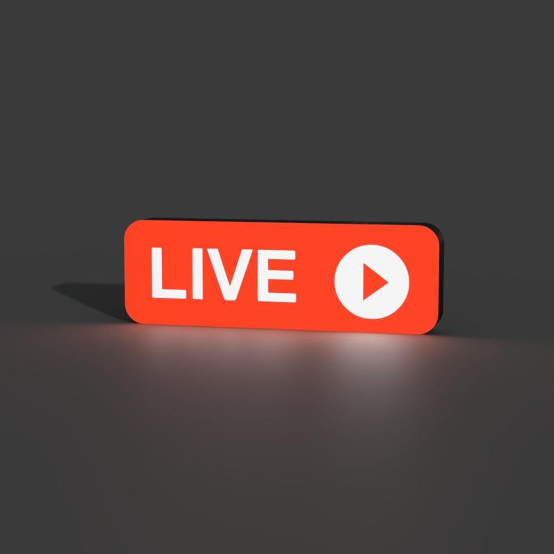 Live Play Button Lightbox LED Lamp