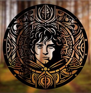 Frodo Mandala Art – 2D Geometric Wall Art (Stained Glass Style)
