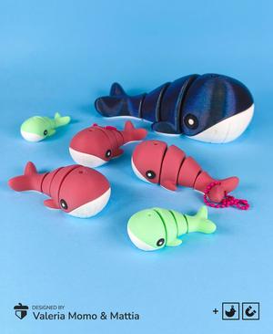 Cute Flexi Whale (Toy, Keychain & Magnet)
