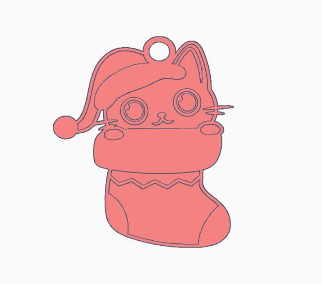 Multicolor Christmas Cat Earring 14.stl