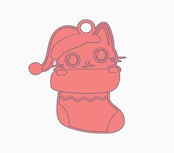 Multicolor Christmas Cat Earring 14.stl