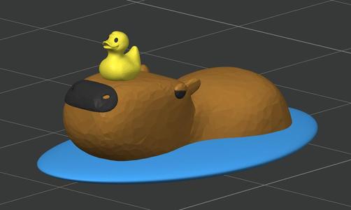 Really Cute Little Capybara with rubber duck