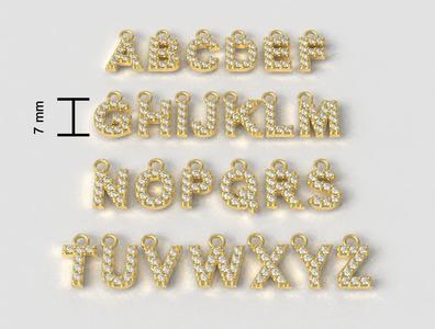 Diamond Alphabet Pendants - 7mm