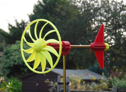 Sun ray pattern (multi blade horizontal propeller),  self orientating wind vane