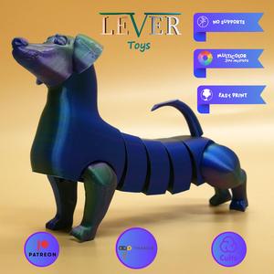 CUTE FLEXI DACHSHUND (ARTICULATED) PRINT-IN-PLACE LEVER TOYS