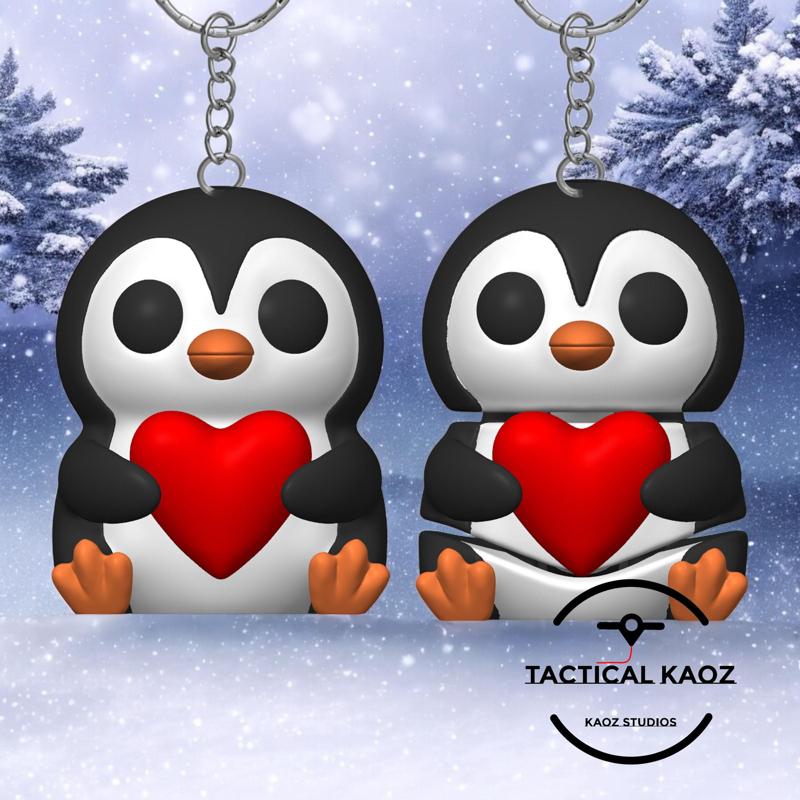  Flexy Penguin & Figurine Heart Set – With Keychain Options